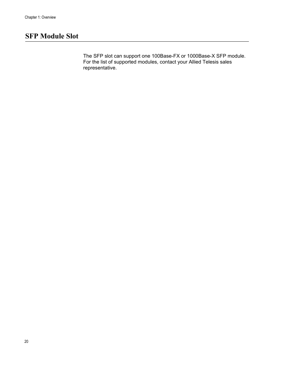 Sfp module slot | Allied Telesis AT-PC2002/POE User Manual | Page 20 / 68