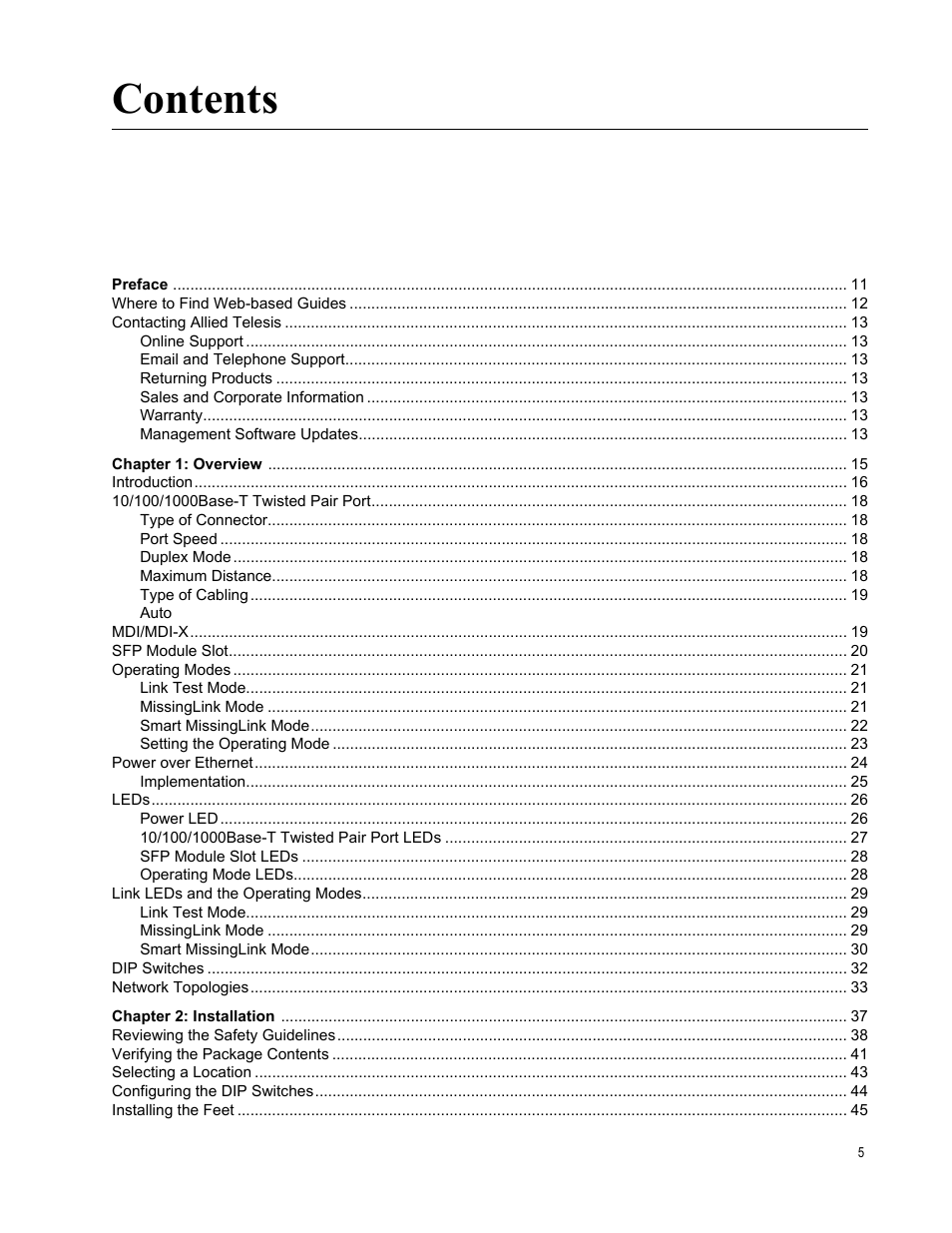 Allied Telesis AT-PC2002/POE User Manual | Page 5 / 68