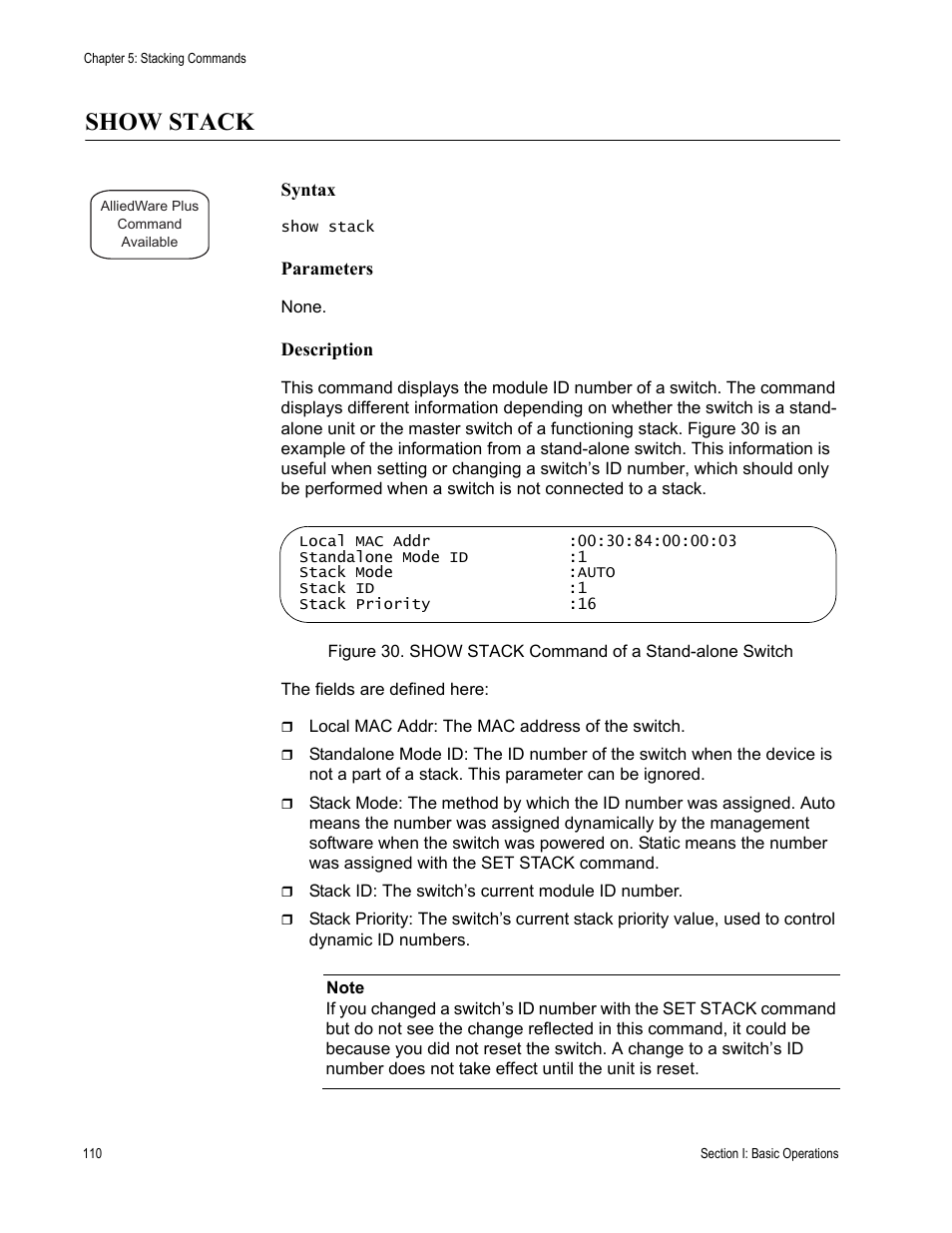 Show stack | Allied Telesis AT-S63 User Manual | Page 110 / 836
