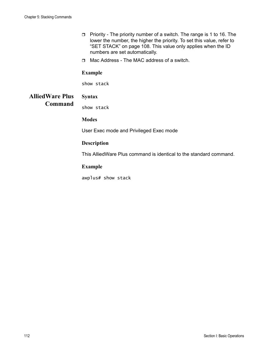 Alliedware plus command | Allied Telesis AT-S63 User Manual | Page 112 / 836