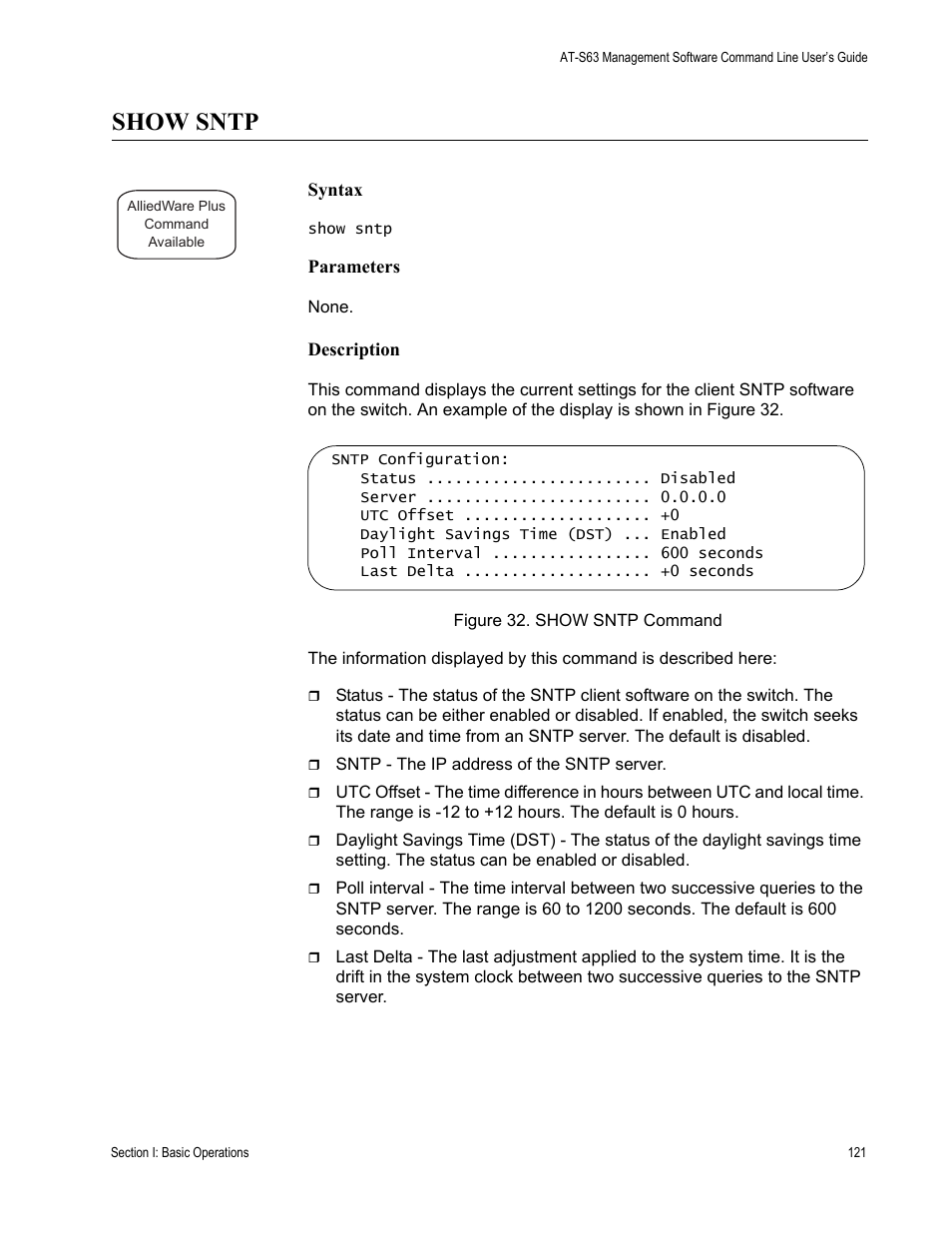 Show sntp | Allied Telesis AT-S63 User Manual | Page 121 / 836