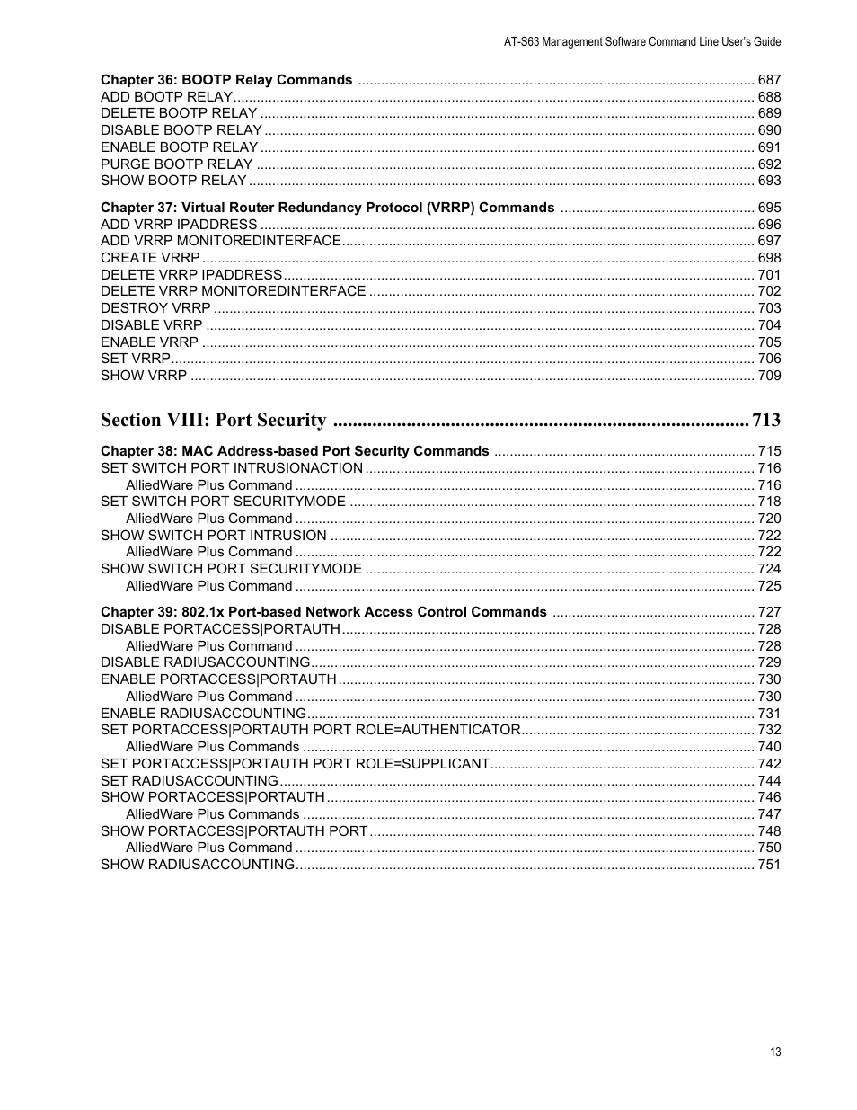 Allied Telesis AT-S63 User Manual | Page 13 / 836