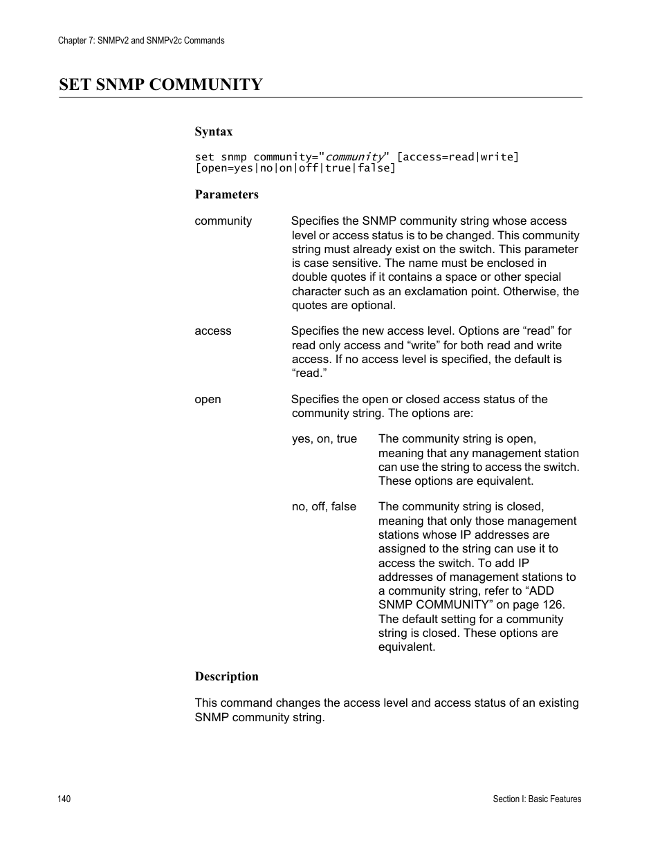 Set snmp community | Allied Telesis AT-S63 User Manual | Page 140 / 836