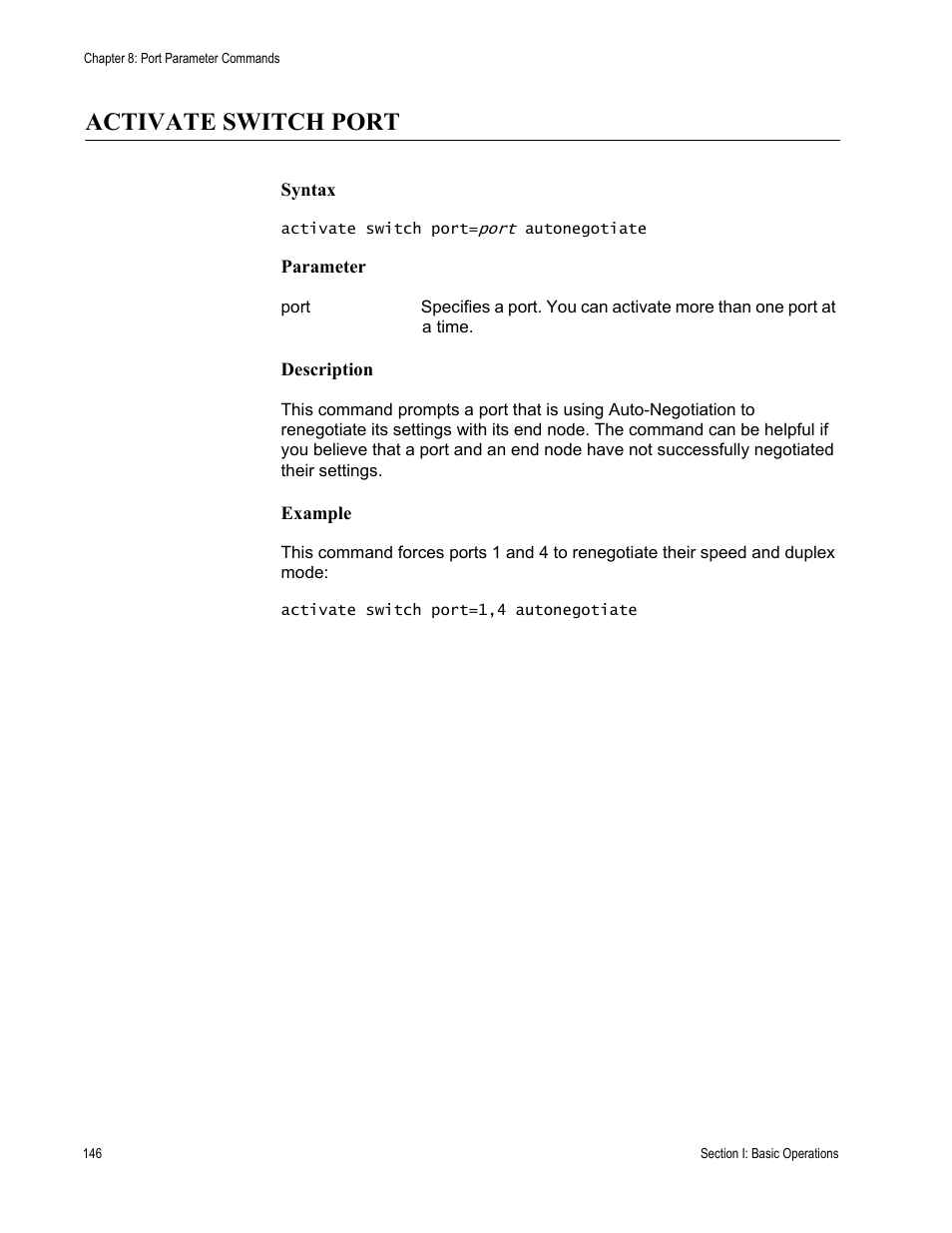 Activate switch port | Allied Telesis AT-S63 User Manual | Page 146 / 836