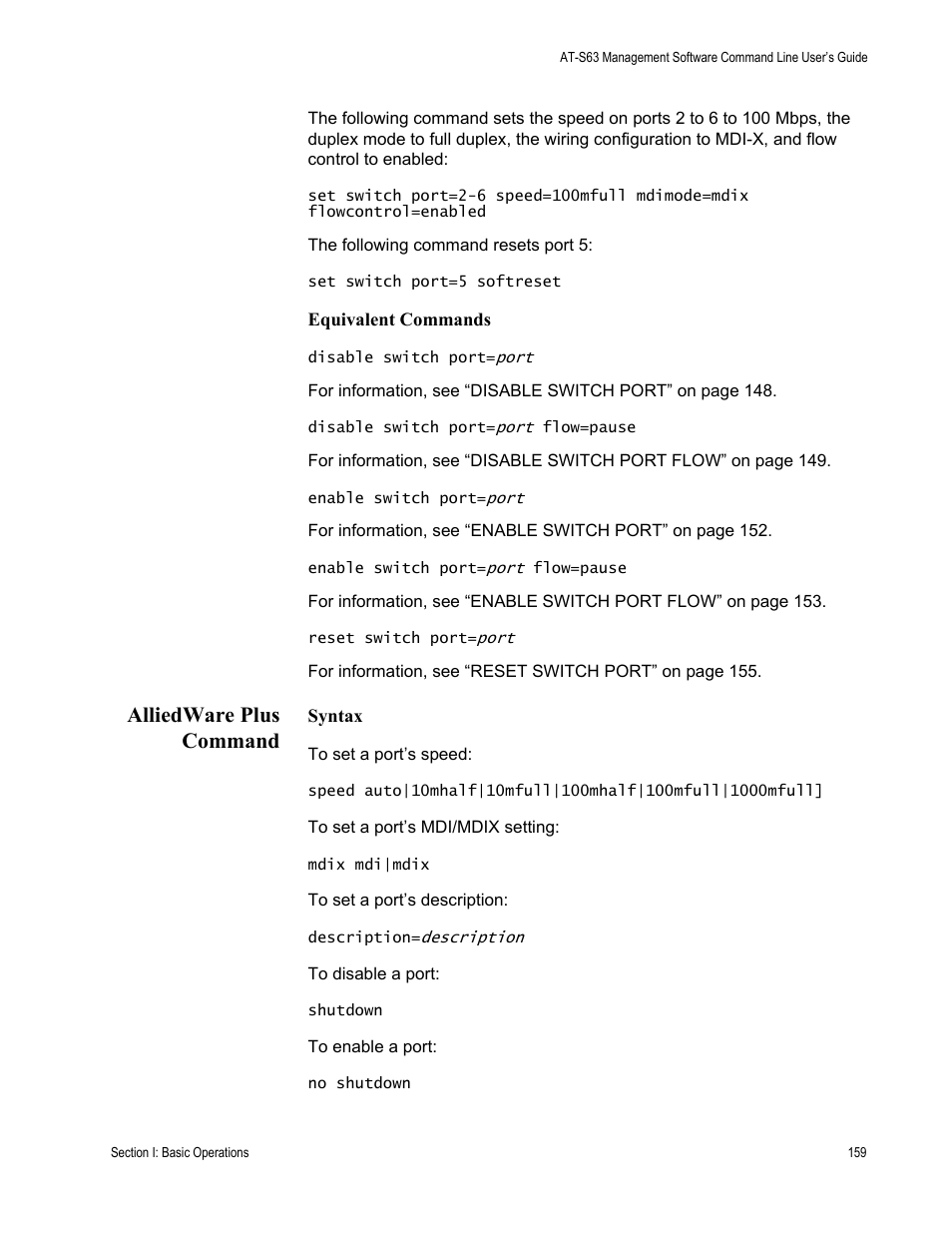 Alliedware plus command | Allied Telesis AT-S63 User Manual | Page 159 / 836
