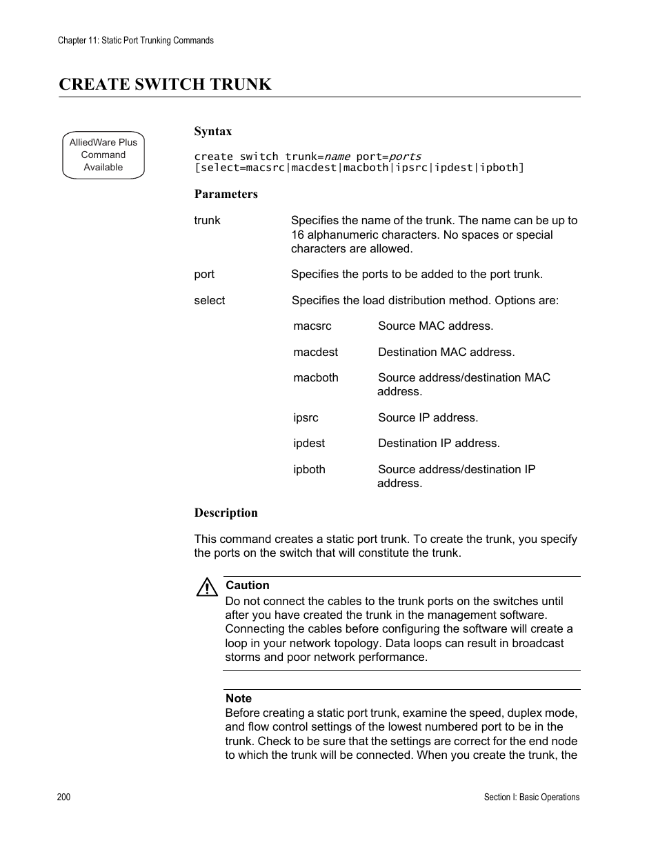 Create switch trunk | Allied Telesis AT-S63 User Manual | Page 200 / 836