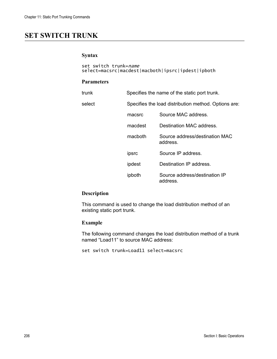 Set switch trunk | Allied Telesis AT-S63 User Manual | Page 206 / 836