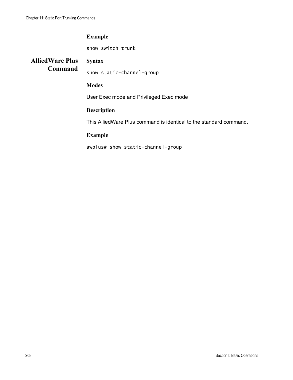 Alliedware plus command | Allied Telesis AT-S63 User Manual | Page 208 / 836