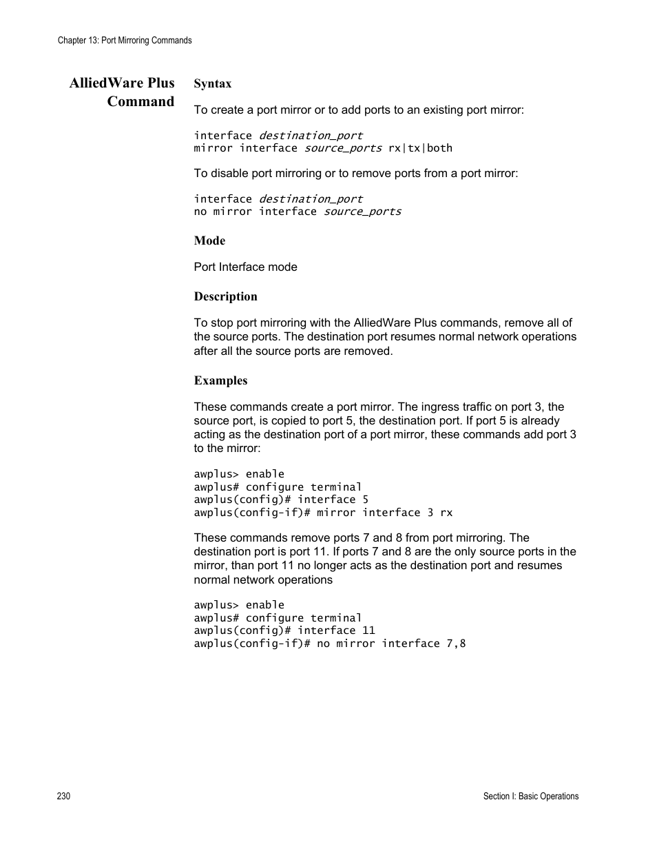Alliedware plus command | Allied Telesis AT-S63 User Manual | Page 230 / 836