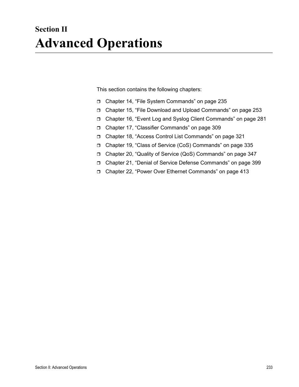 Section ii, Advanced operations, Section ii: advanced operations | Allied Telesis AT-S63 User Manual | Page 233 / 836