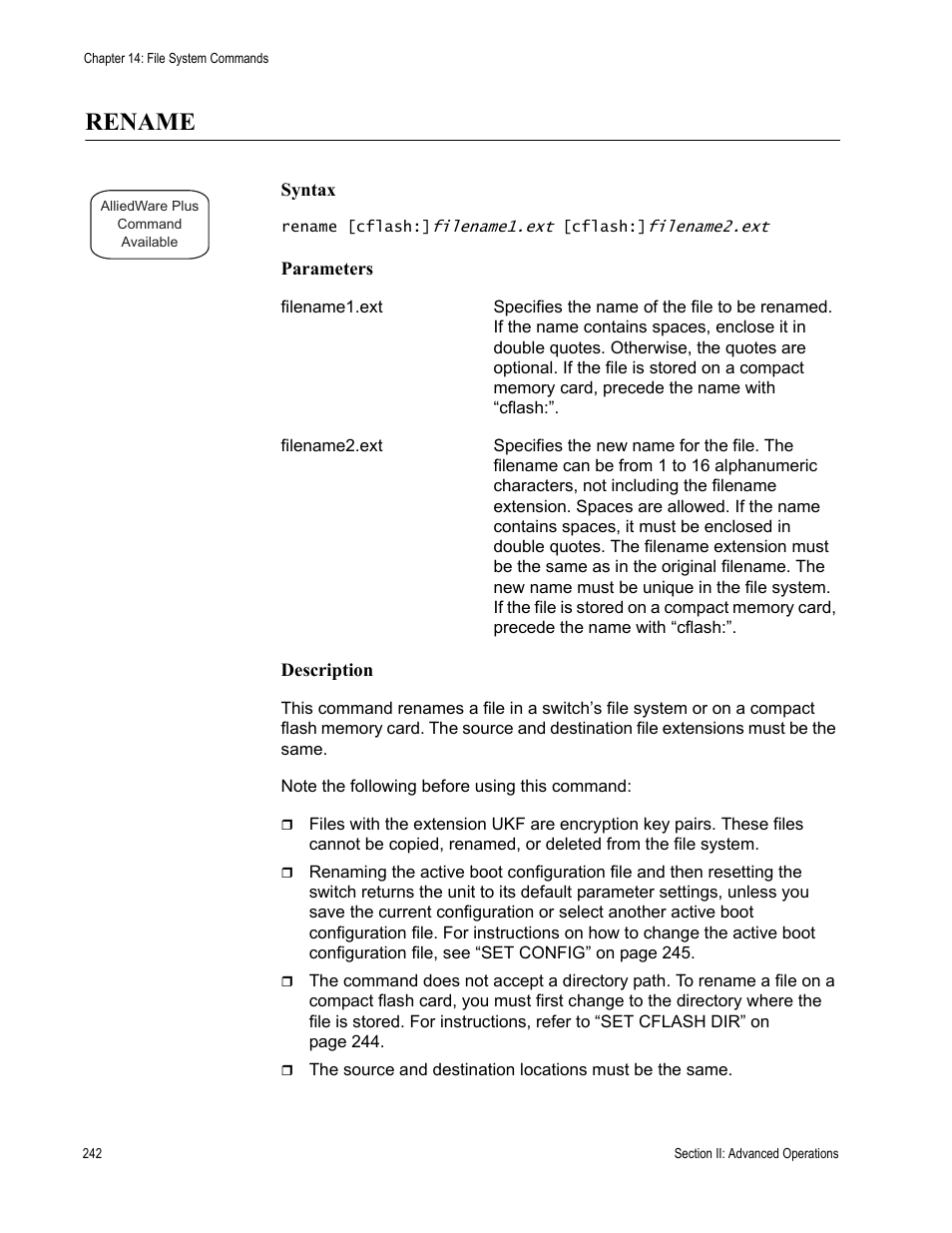 Rename | Allied Telesis AT-S63 User Manual | Page 242 / 836