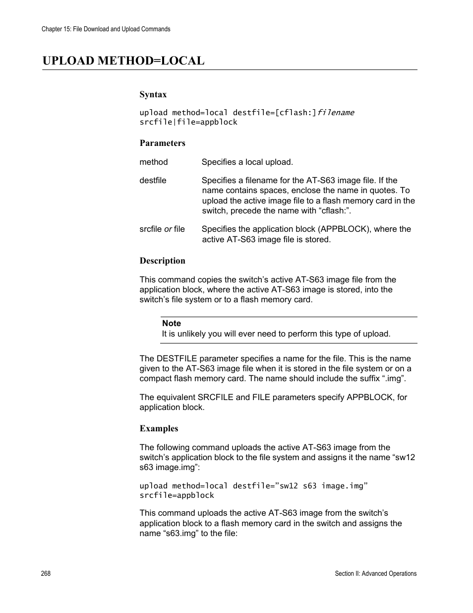 Upload method=local | Allied Telesis AT-S63 User Manual | Page 268 / 836