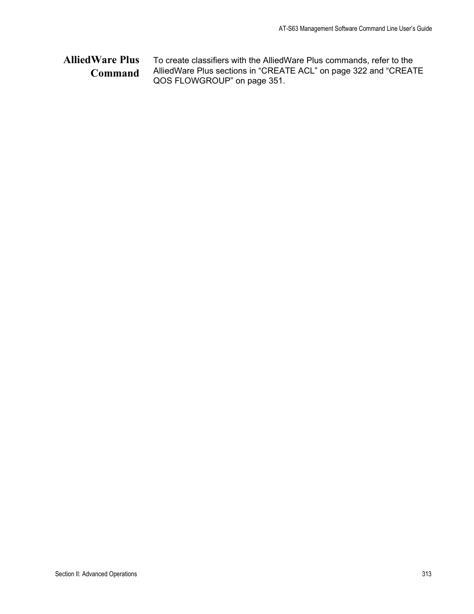 Alliedware plus command | Allied Telesis AT-S63 User Manual | Page 313 / 836