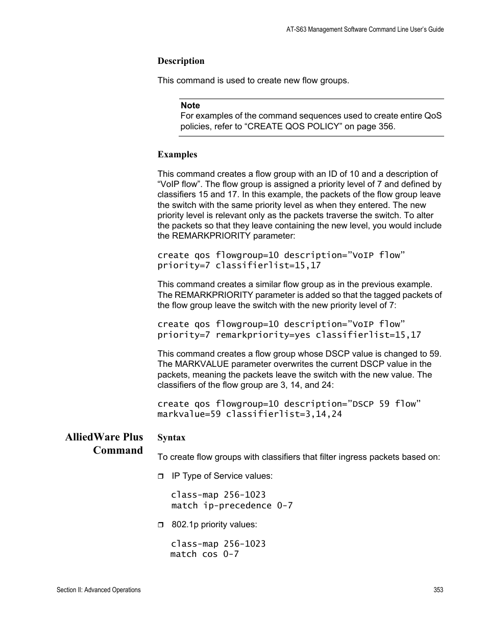 Alliedware plus command | Allied Telesis AT-S63 User Manual | Page 353 / 836