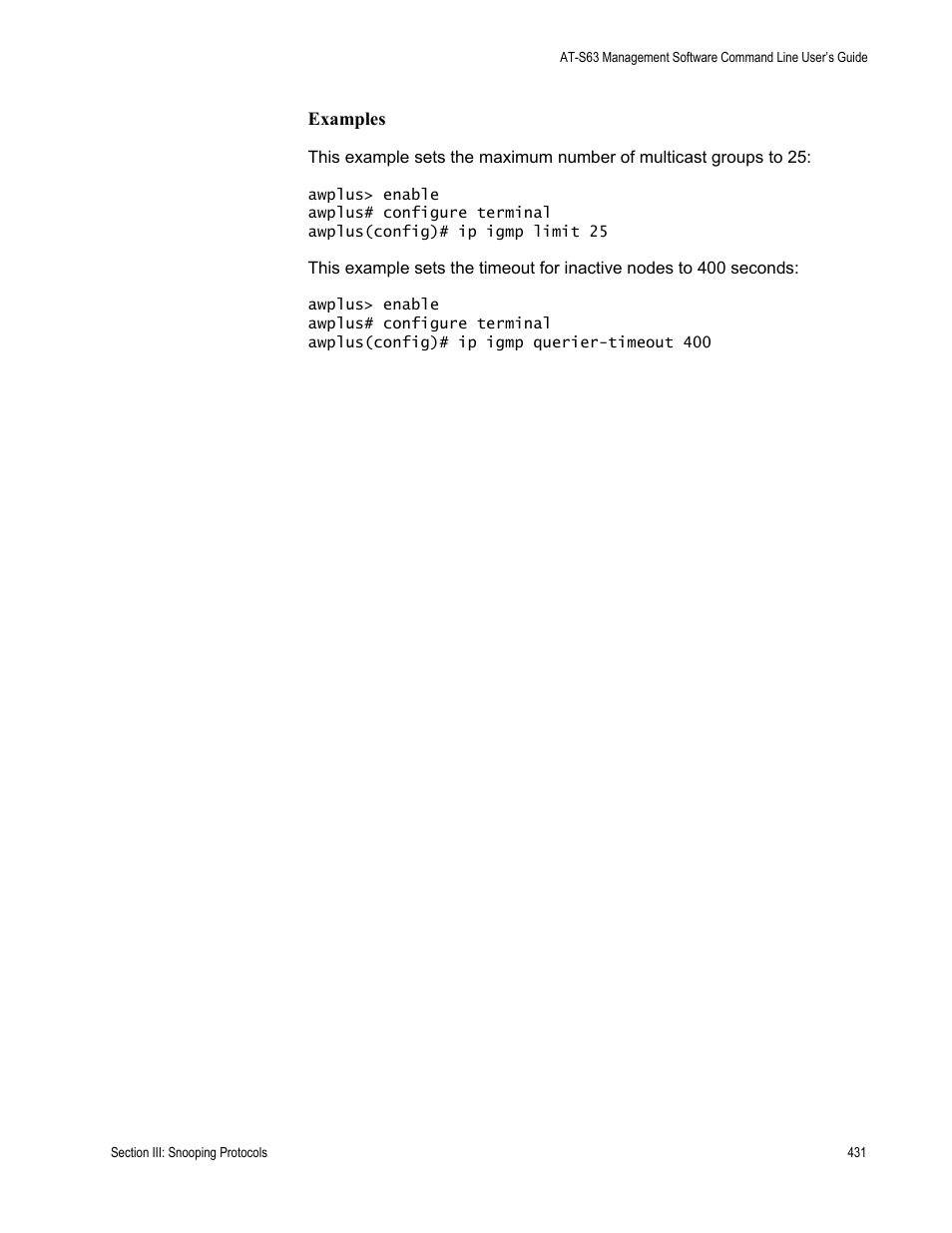 Allied Telesis AT-S63 User Manual | Page 431 / 836
