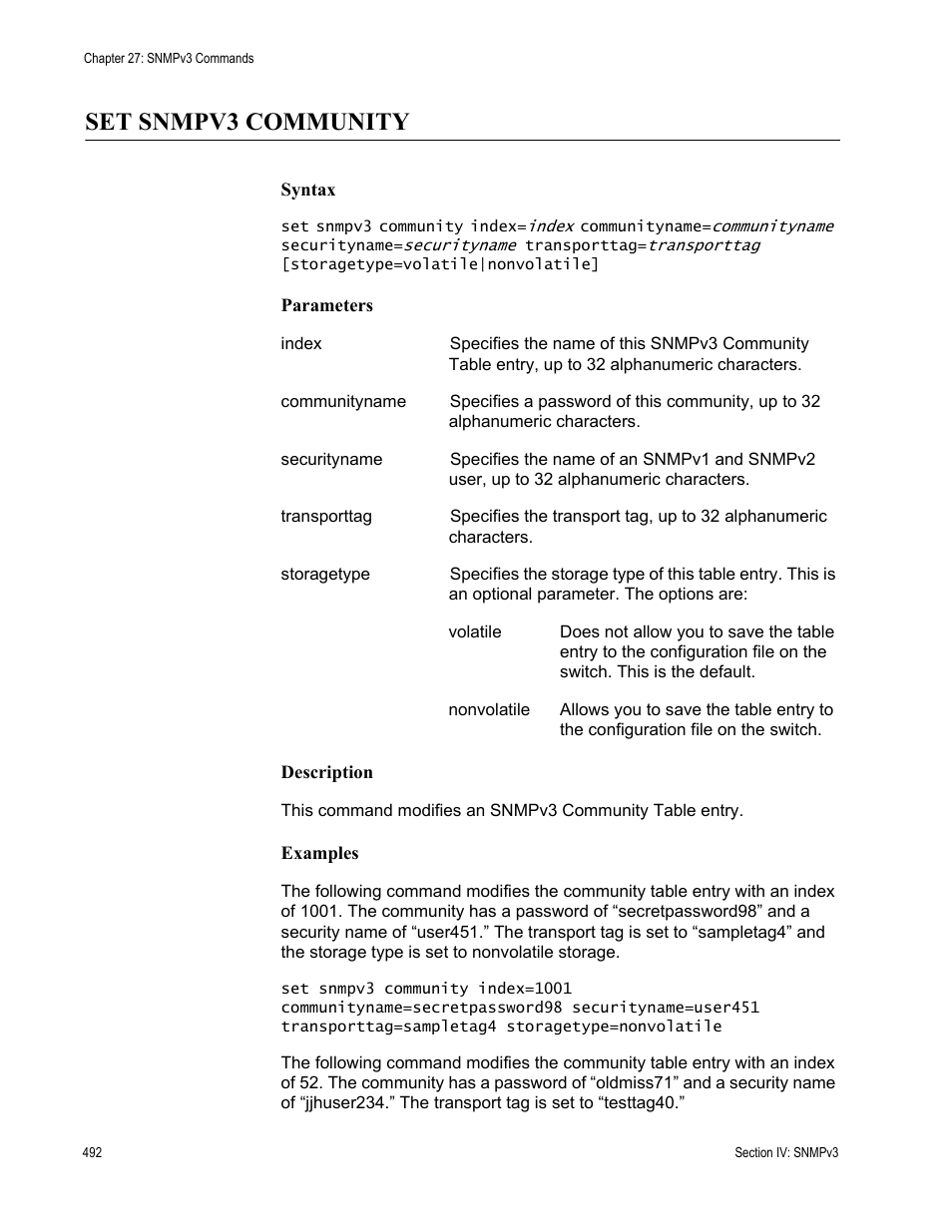 Set snmpv3 community | Allied Telesis AT-S63 User Manual | Page 492 / 836
