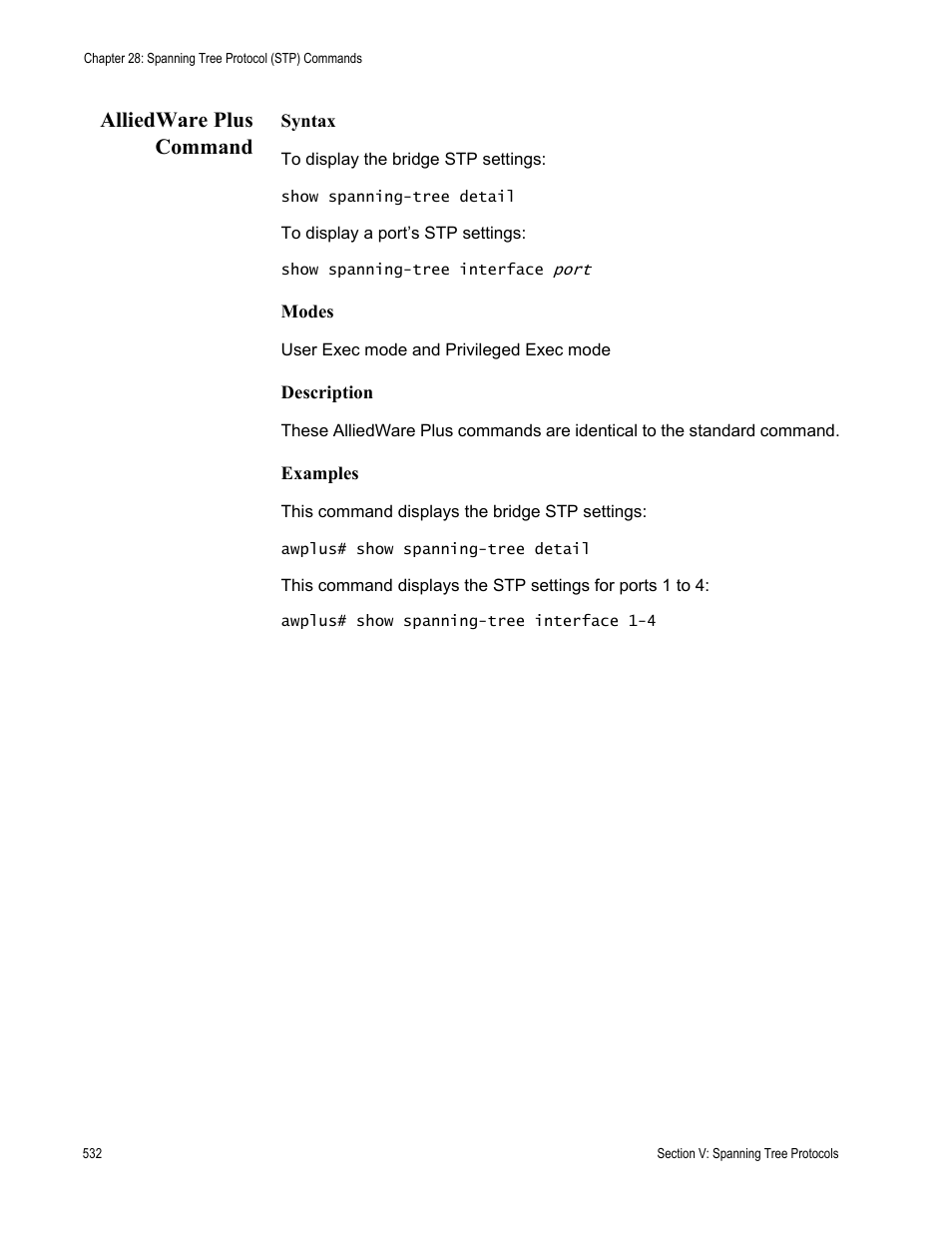 Alliedware plus command | Allied Telesis AT-S63 User Manual | Page 532 / 836