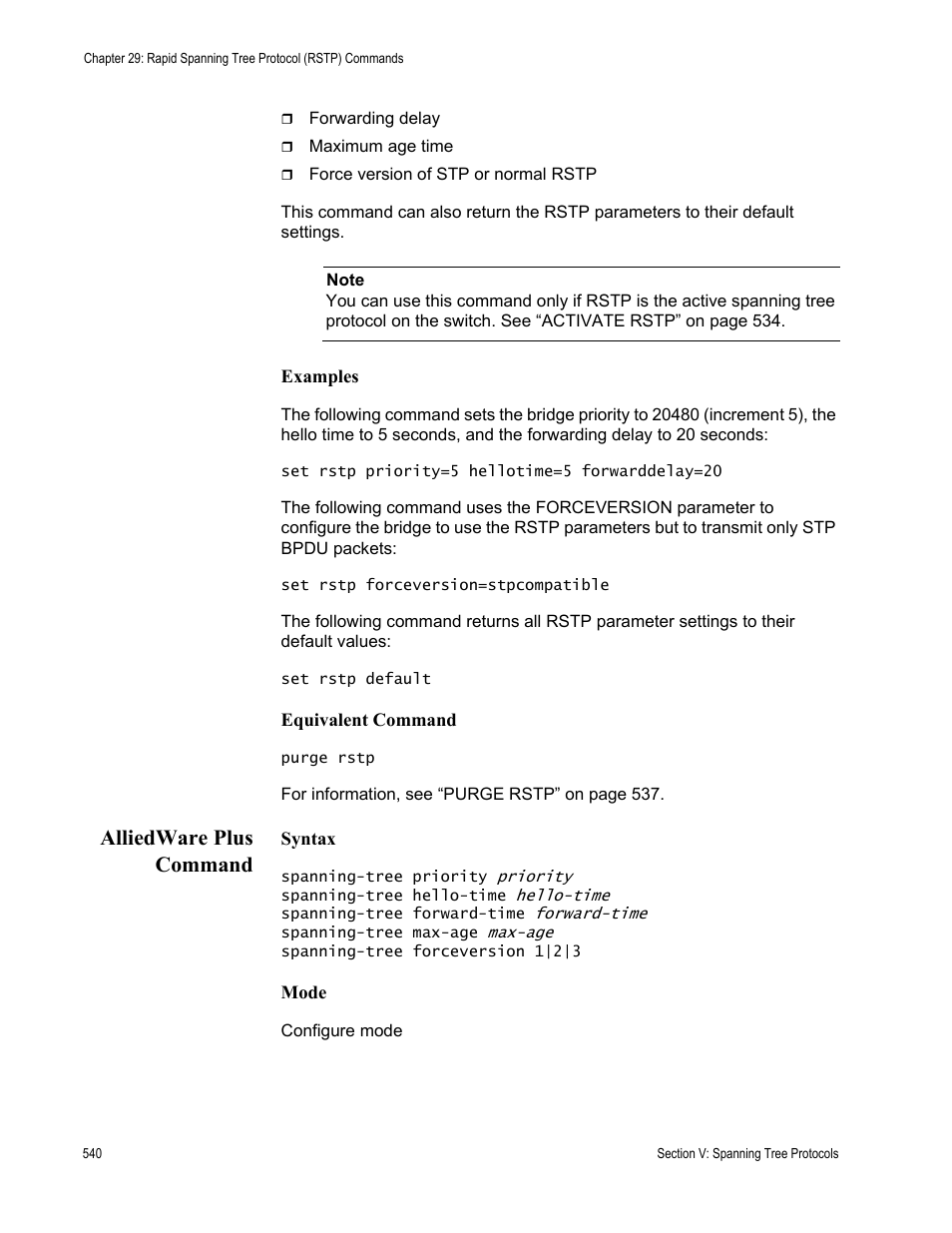 Alliedware plus command | Allied Telesis AT-S63 User Manual | Page 540 / 836