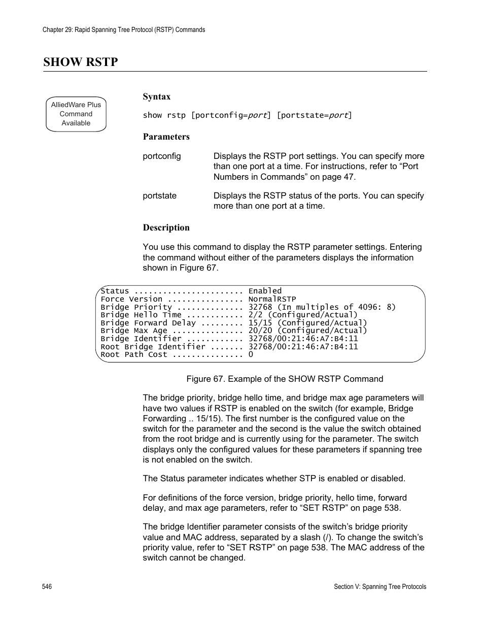 Show rstp | Allied Telesis AT-S63 User Manual | Page 546 / 836