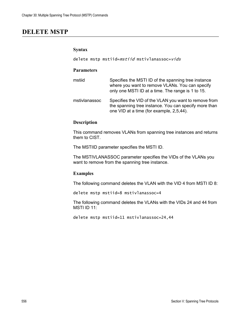 Delete mstp | Allied Telesis AT-S63 User Manual | Page 556 / 836