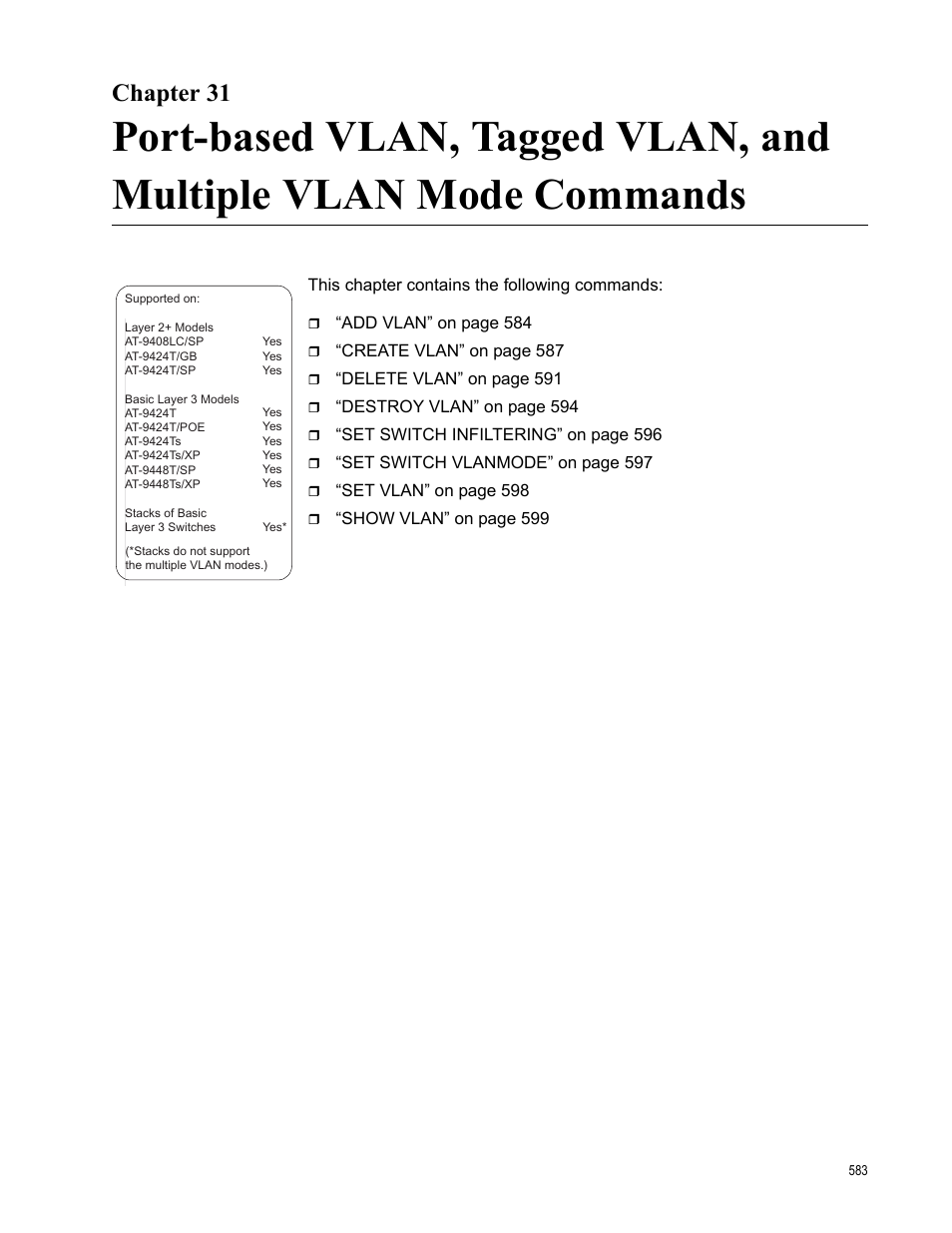 Chapter 31 | Allied Telesis AT-S63 User Manual | Page 583 / 836