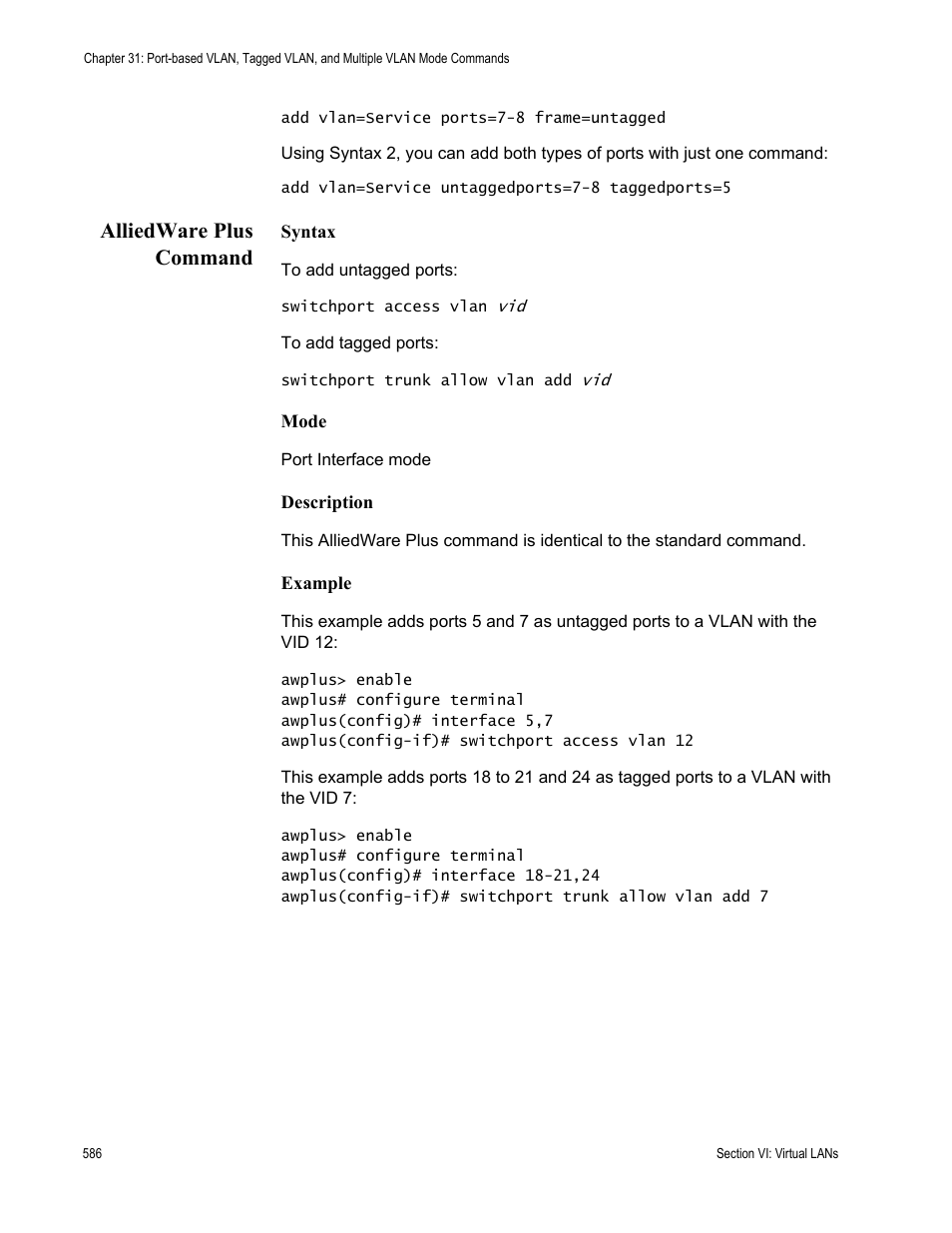 Alliedware plus command | Allied Telesis AT-S63 User Manual | Page 586 / 836