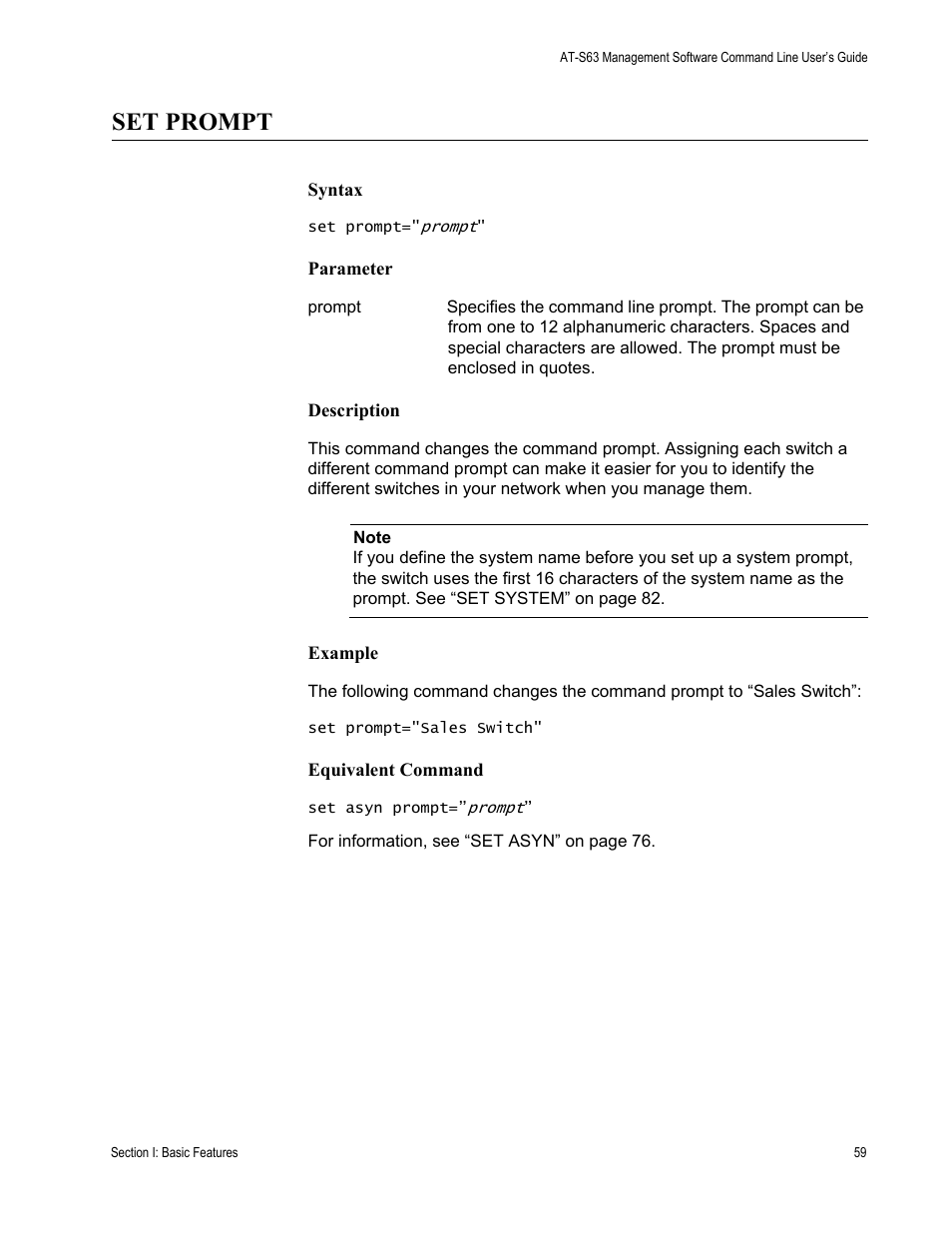 Set prompt | Allied Telesis AT-S63 User Manual | Page 59 / 836