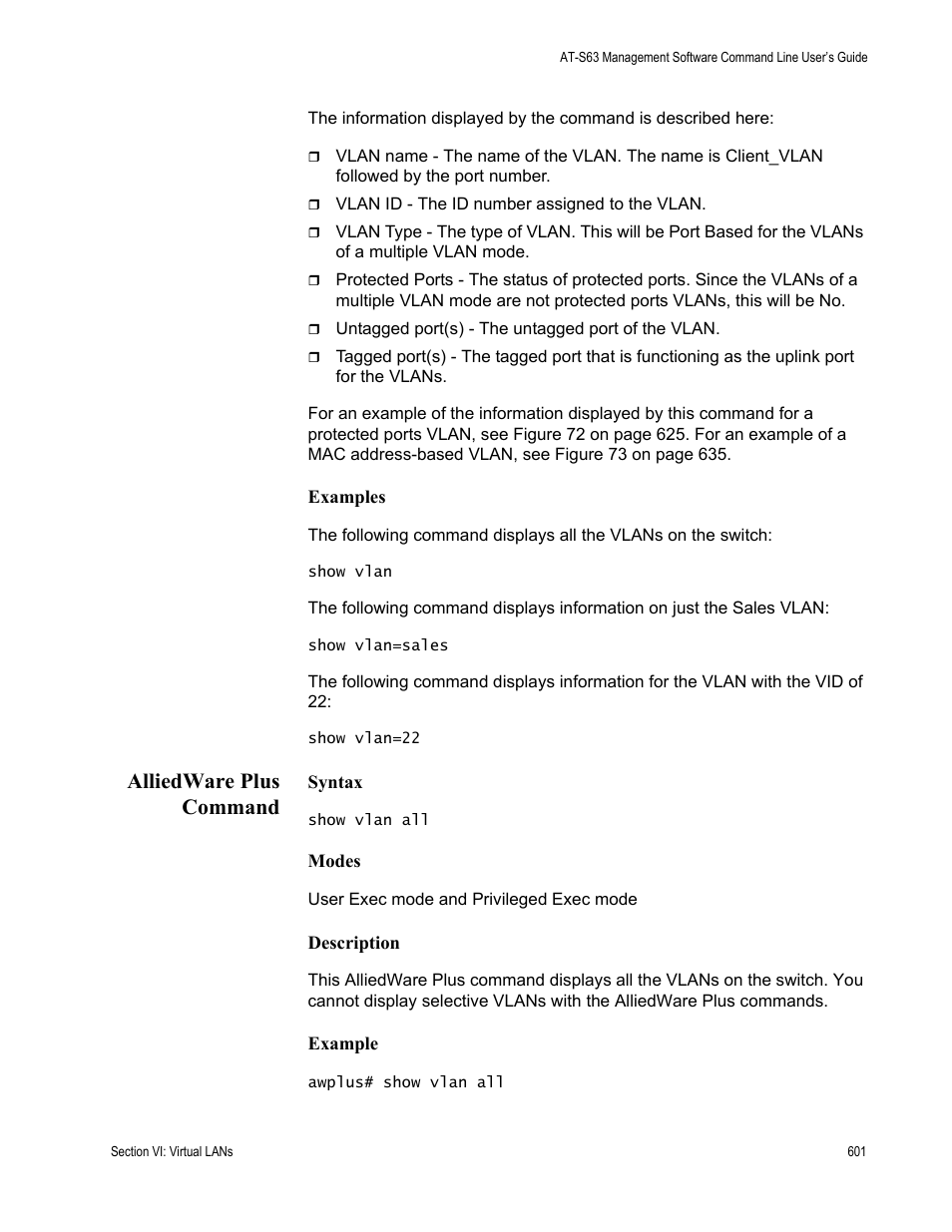 Alliedware plus command | Allied Telesis AT-S63 User Manual | Page 601 / 836