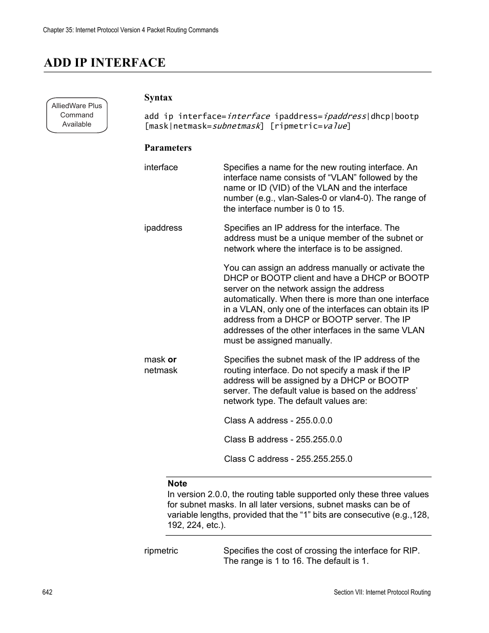 Add ip interface | Allied Telesis AT-S63 User Manual | Page 642 / 836