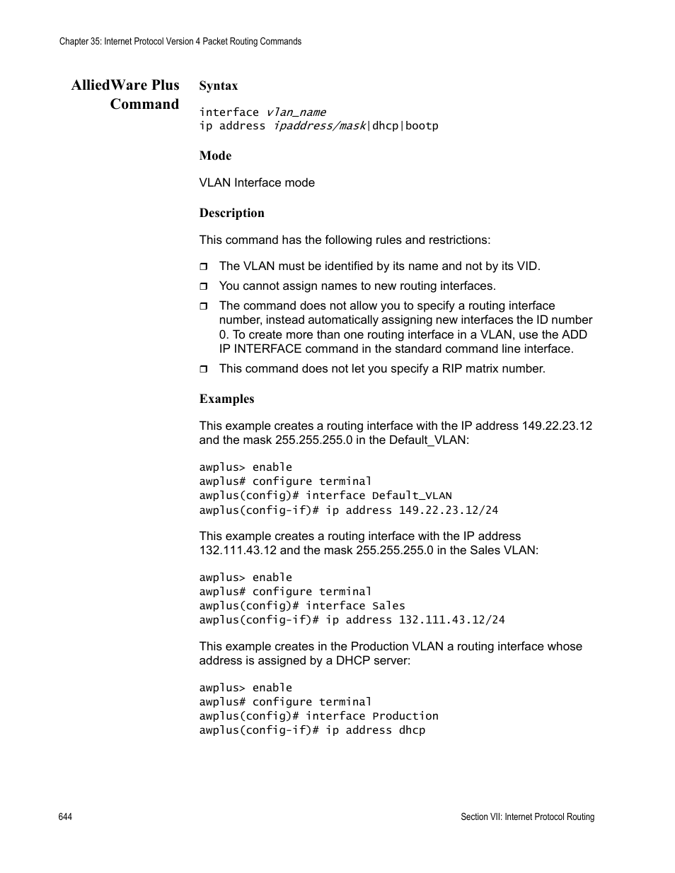 Alliedware plus command | Allied Telesis AT-S63 User Manual | Page 644 / 836