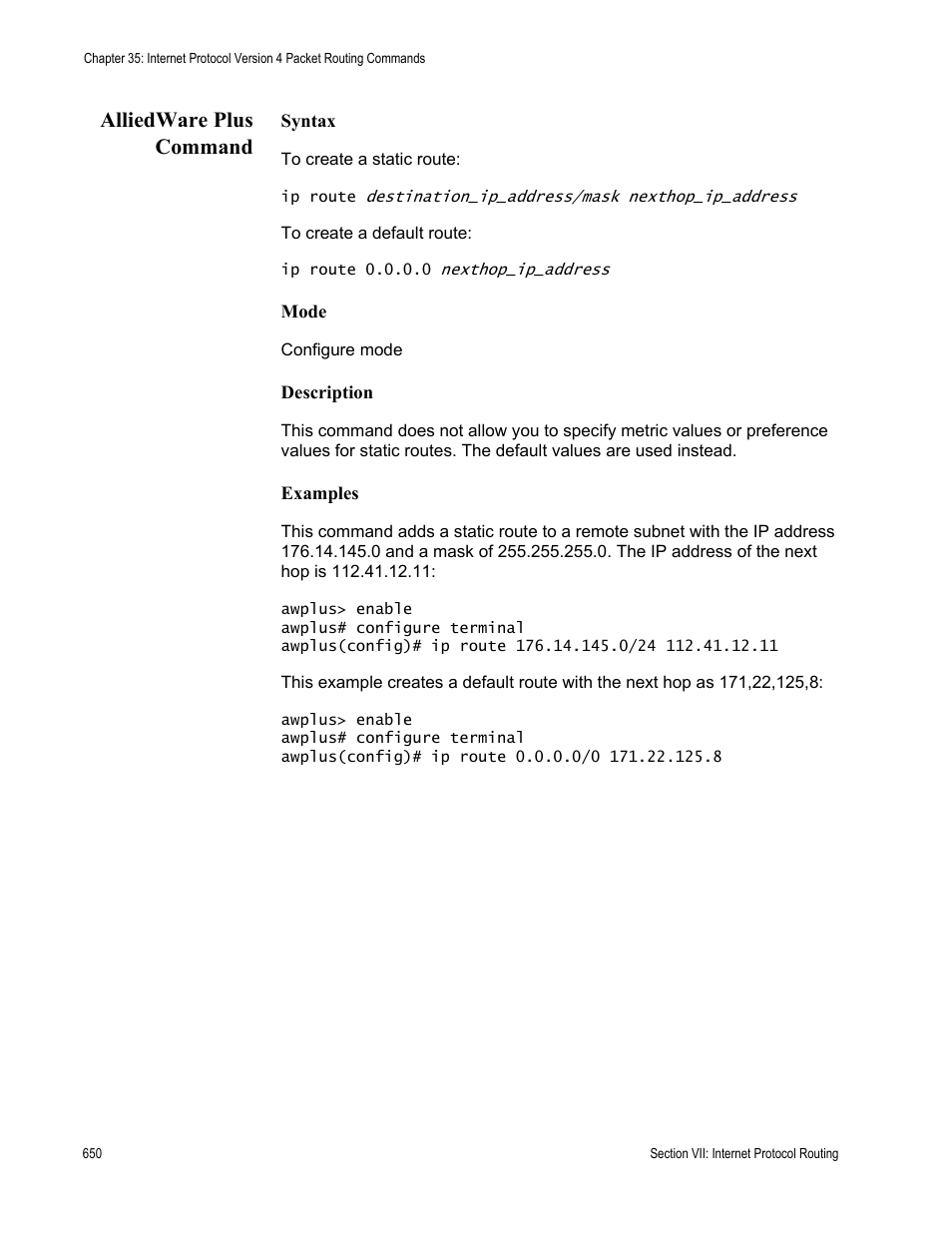 Alliedware plus command | Allied Telesis AT-S63 User Manual | Page 650 / 836