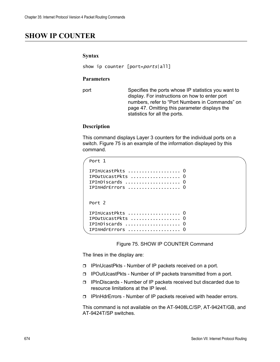 Show ip counter | Allied Telesis AT-S63 User Manual | Page 674 / 836