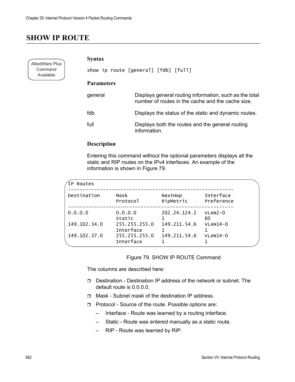 Show ip route | Allied Telesis AT-S63 User Manual | Page 682 / 836