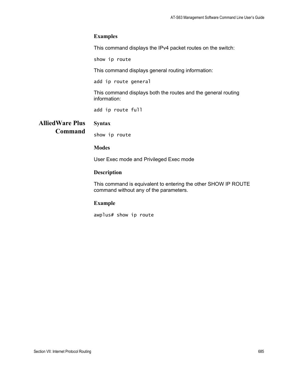 Alliedware plus command | Allied Telesis AT-S63 User Manual | Page 685 / 836