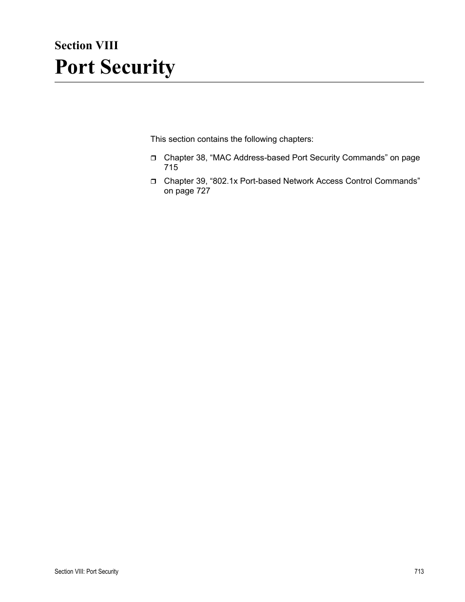 Section viii, Port security, Section viii: port security | Allied Telesis AT-S63 User Manual | Page 713 / 836