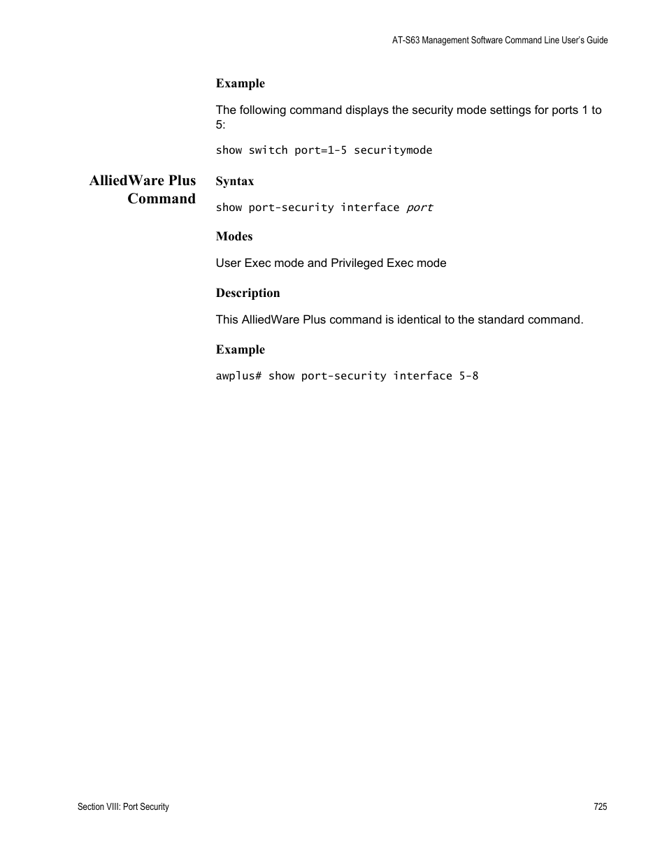 Alliedware plus command | Allied Telesis AT-S63 User Manual | Page 725 / 836
