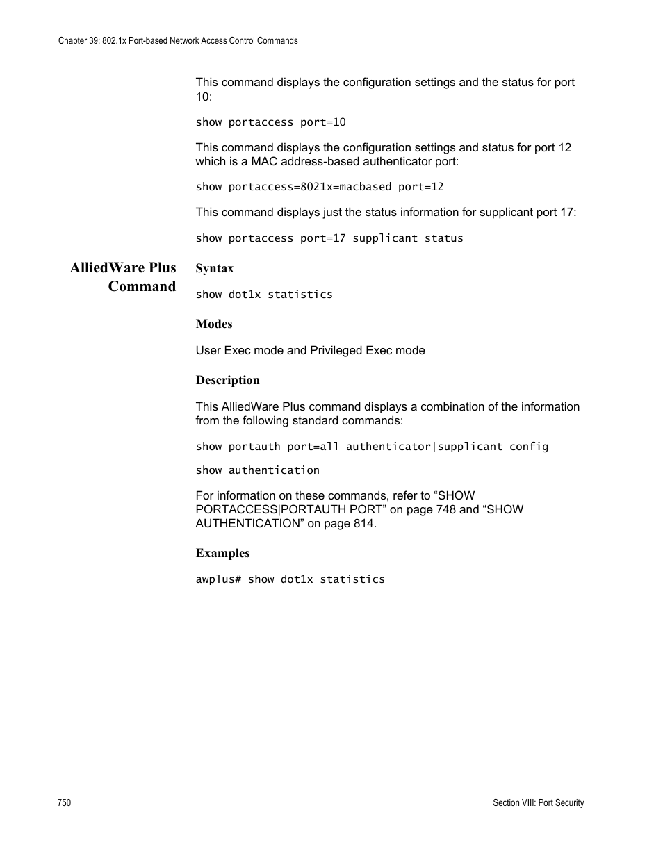 Alliedware plus command | Allied Telesis AT-S63 User Manual | Page 750 / 836
