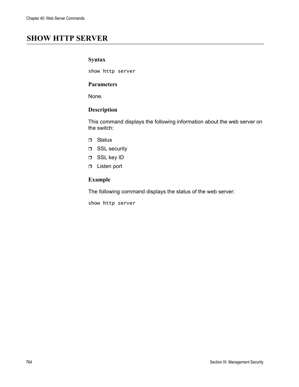 Show http server | Allied Telesis AT-S63 User Manual | Page 764 / 836