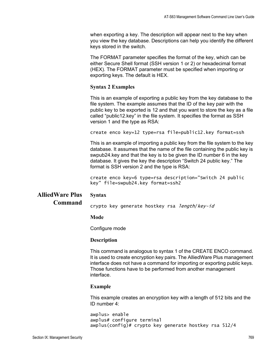 Alliedware plus command | Allied Telesis AT-S63 User Manual | Page 769 / 836