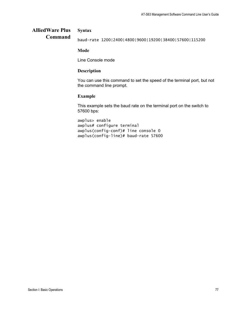 Alliedware plus command | Allied Telesis AT-S63 User Manual | Page 77 / 836