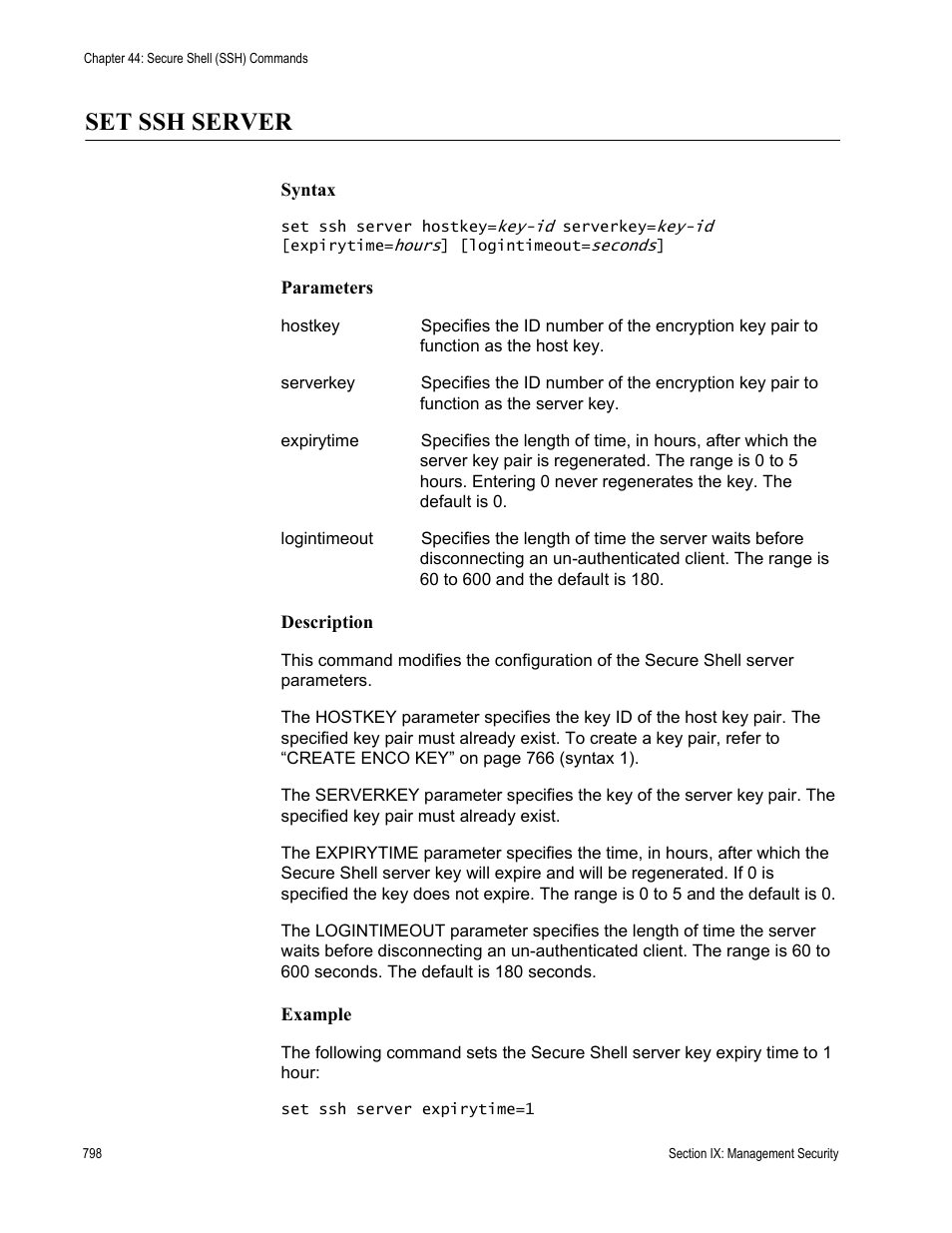 Set ssh server | Allied Telesis AT-S63 User Manual | Page 798 / 836