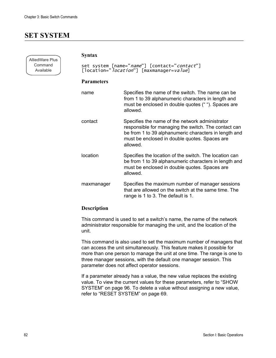 Set system | Allied Telesis AT-S63 User Manual | Page 82 / 836