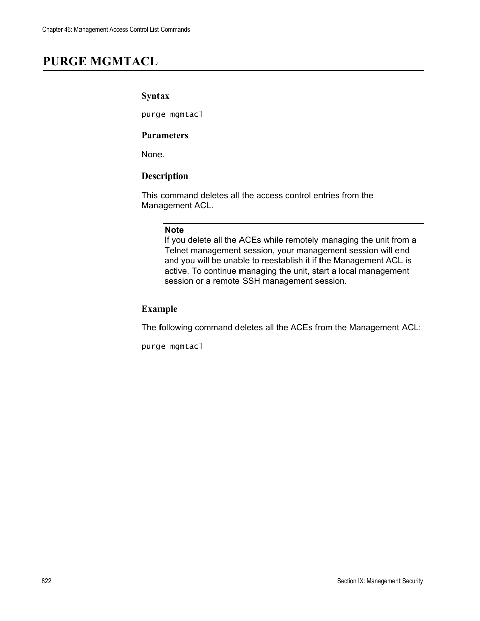 Purge mgmtacl | Allied Telesis AT-S63 User Manual | Page 822 / 836