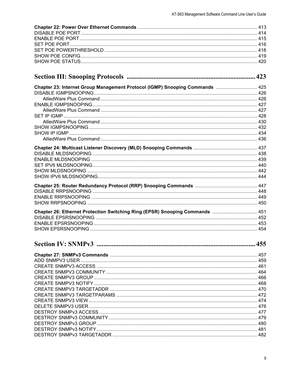 Allied Telesis AT-S63 User Manual | Page 9 / 836