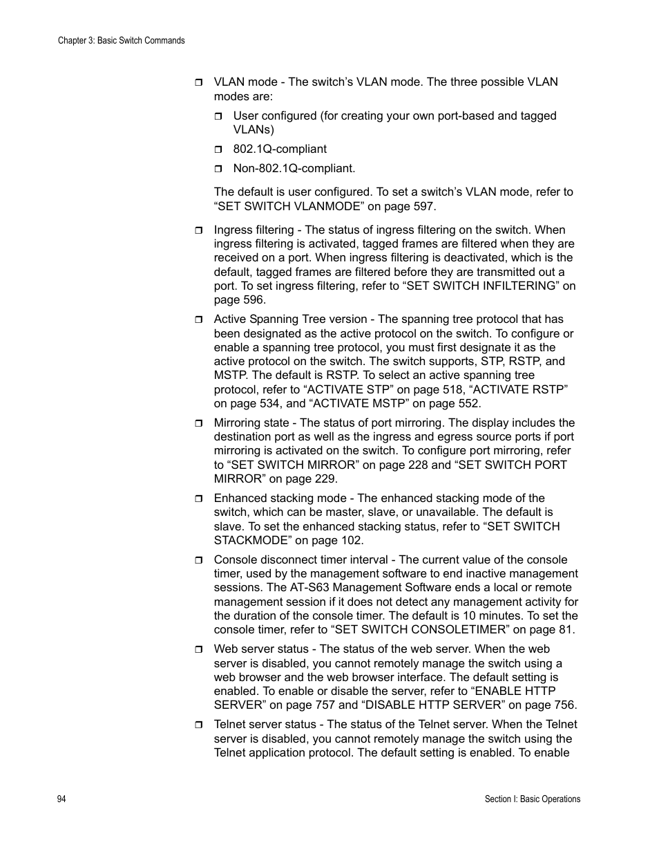 Allied Telesis AT-S63 User Manual | Page 94 / 836