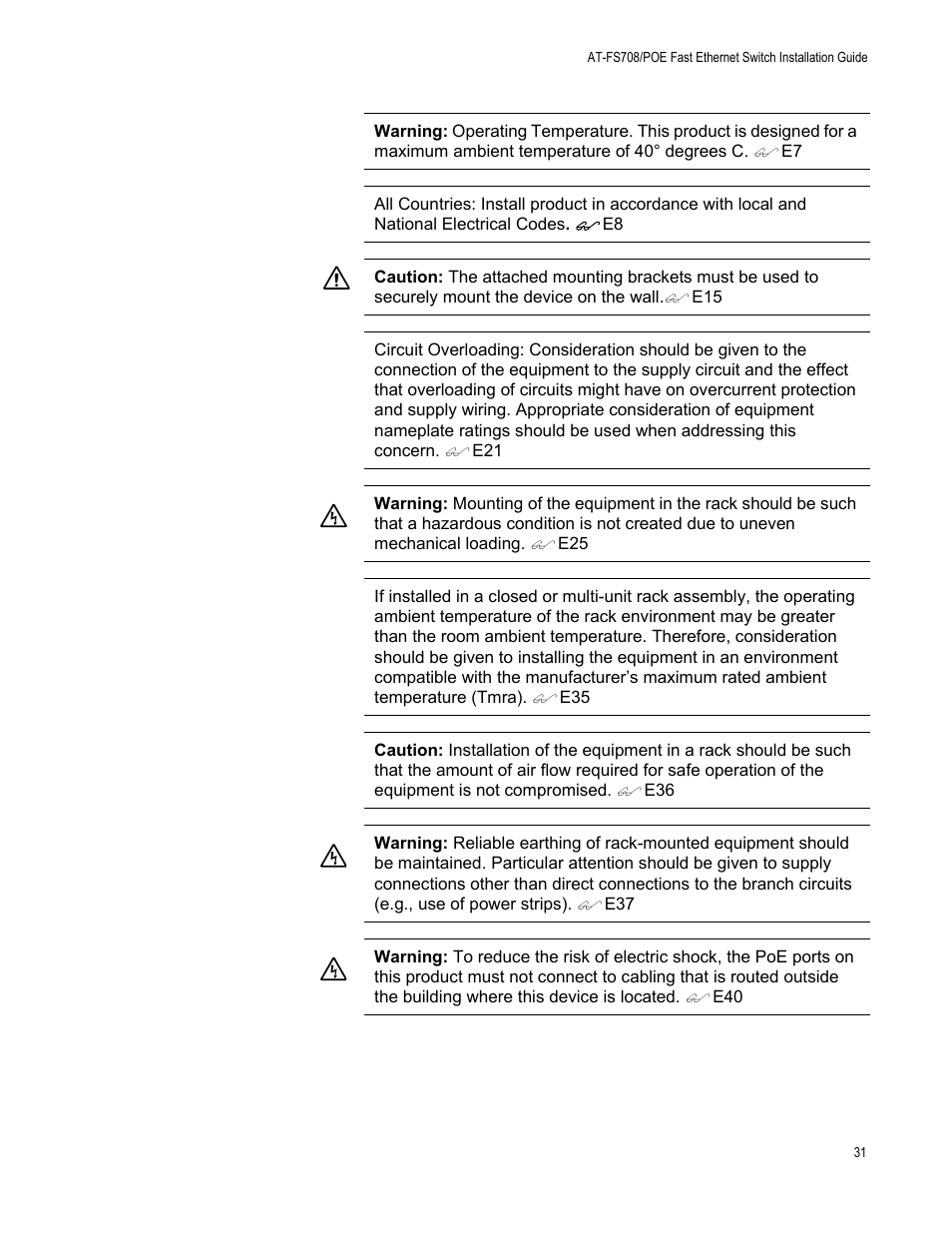 Allied Telesis AT-FS708POE User Manual | Page 31 / 52