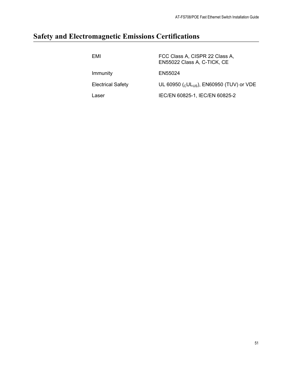 Allied Telesis AT-FS708POE User Manual | Page 51 / 52