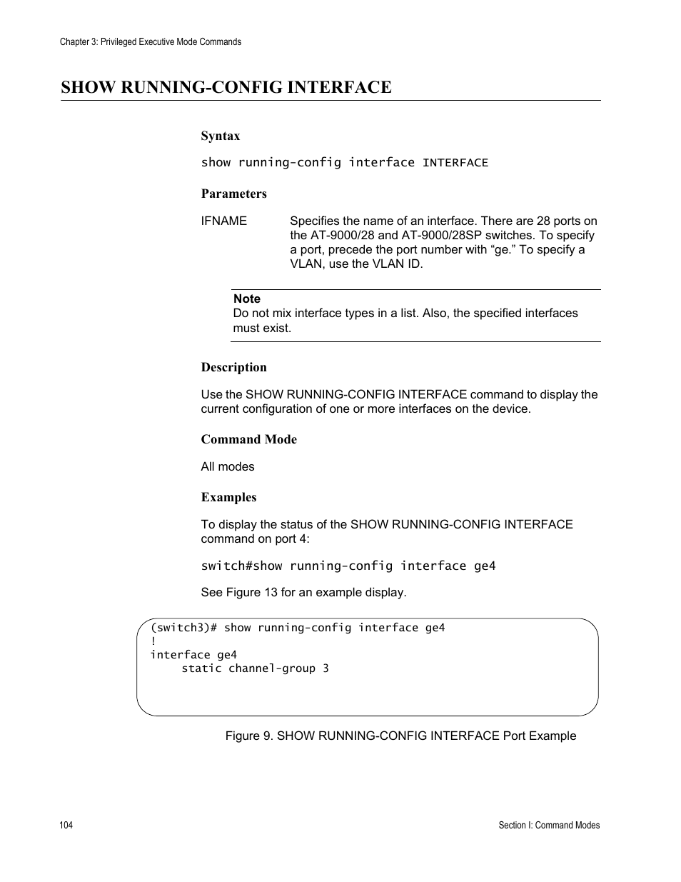 Show running-config interface | Allied Telesis AT-S100 User Manual | Page 104 / 274