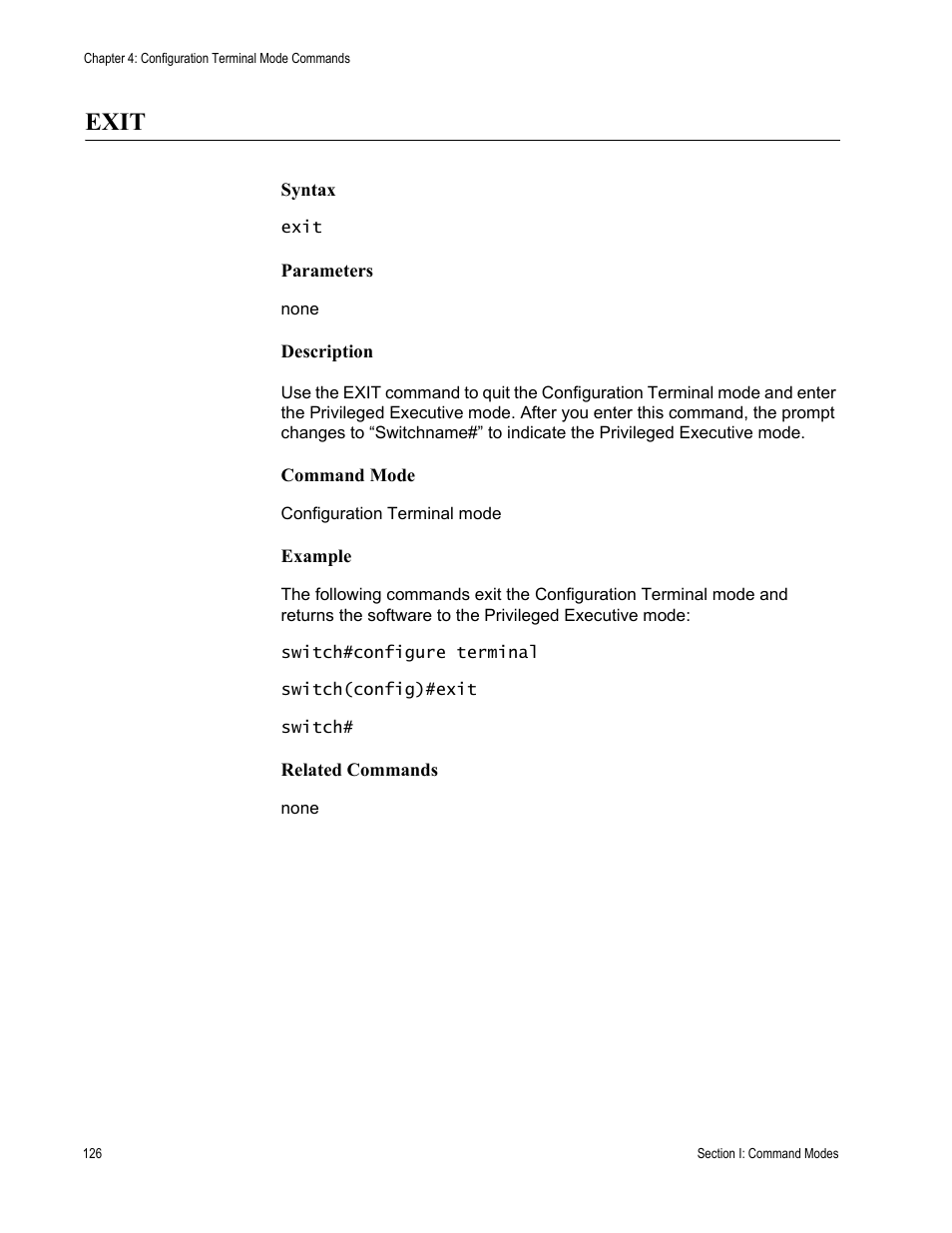 Exit | Allied Telesis AT-S100 User Manual | Page 126 / 274