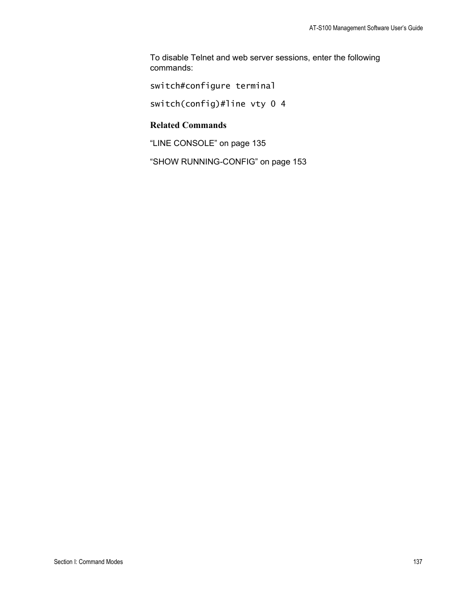 Allied Telesis AT-S100 User Manual | Page 137 / 274